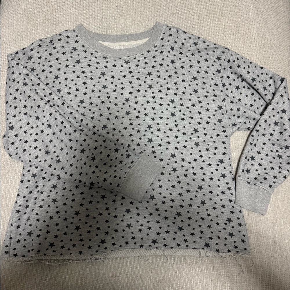 Current/Elliott Gray Sweatshirt with Black Stars